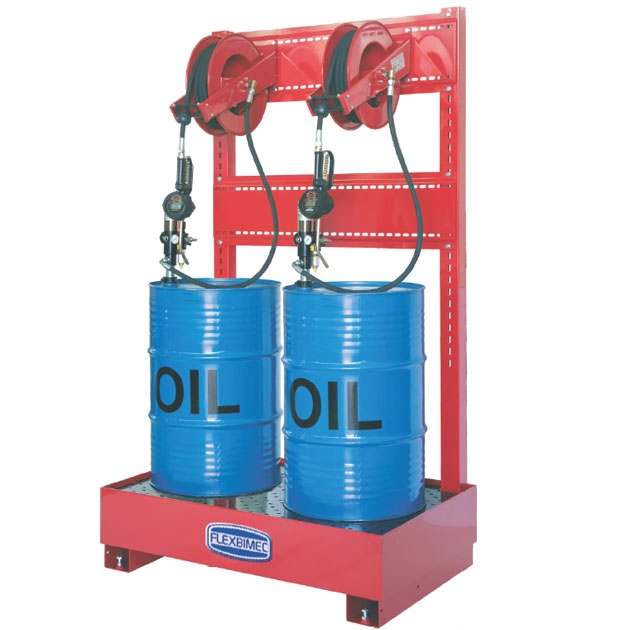 Frischöl Abgabestation 2x Druckluft Ölpumpen 3:1 -Ölauffangwanne