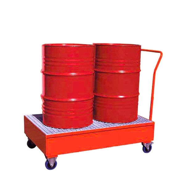 Öl Auffangwanne - für 2x 208 Liter Fässer - Fahrbar mit Lenkrollen