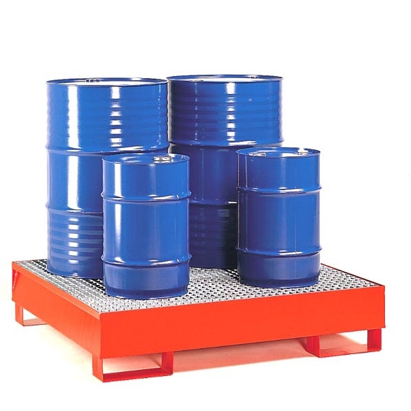 Öl Auffangwanne - für 4x 208 Liter Fässer - Lackierter Stahl